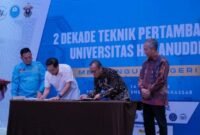 Department Teknik Pertambangan Universitas Hasanuddin (Unhas) menandatangani MoU dengan PT Tiran di Hotel Four Points by Sheraton, Makassar, Minggu (14/4/2024).