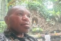 Titus Pekei, Pencetus Noken sebagai warisan budaya dunia, saat ditemui wartawan papua.tagarutama.com.