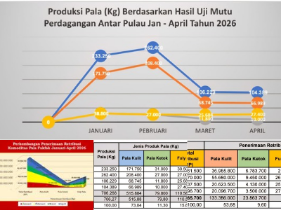 Penerimaan retribusi Pala hingga akhir April 2026 mencapai Rp248.465.700.